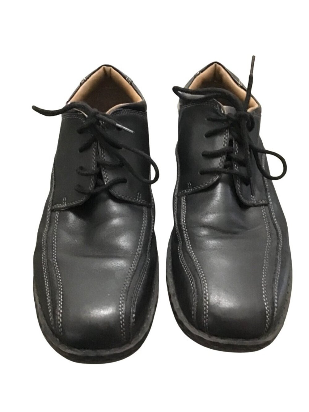 G.H. BASS & CO. -MENS BLACK OXFORDS LEATHER UPPERS LACE UPCASUAL DRESS SHOES SIZ